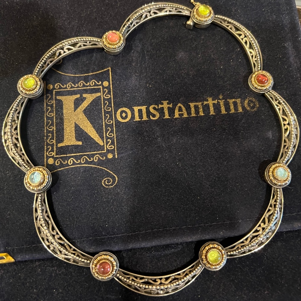 Konstantino 18k gold and Sterling with gemstones necklace.